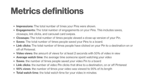 Pinterest Analytics Guide- Metrics Definition