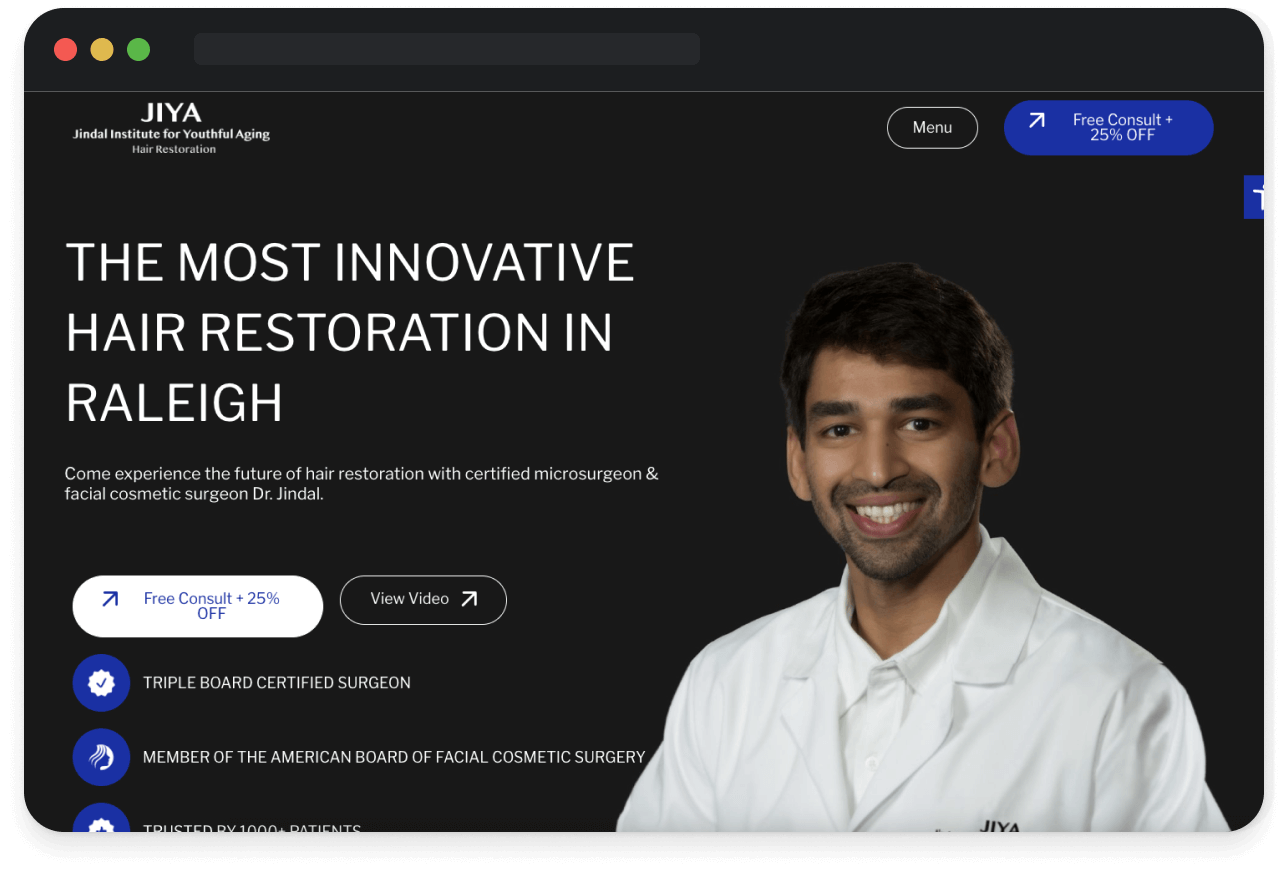 Jiya Hair Restoration Website