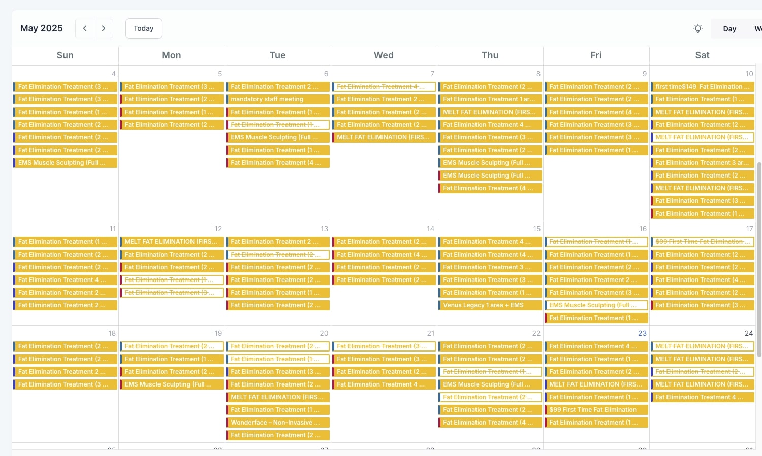 med spa calendar bookings