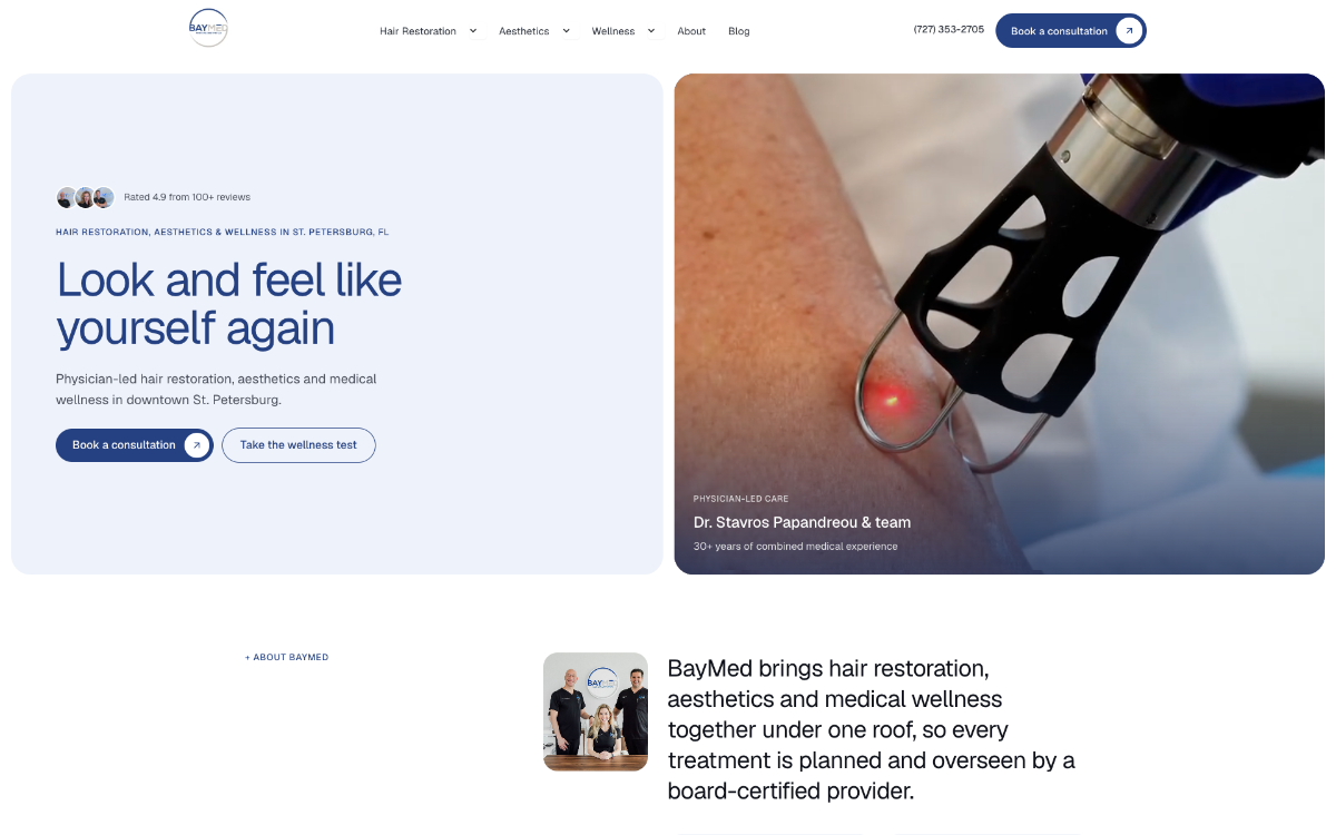 BayMed Hair & Aesthetics homepage