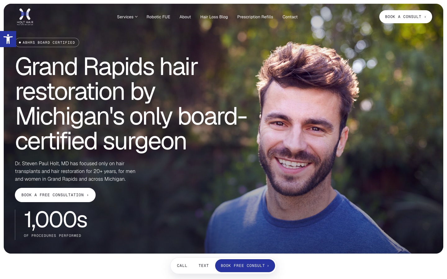 Holt Hair Restoration website